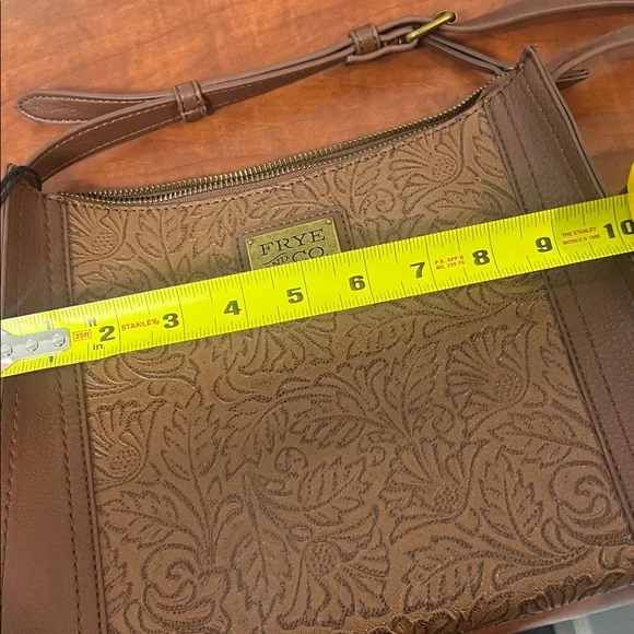 Frye and Co. Dark Brown Embossed Zipped Crossbody Bag - Picture 8 of 8